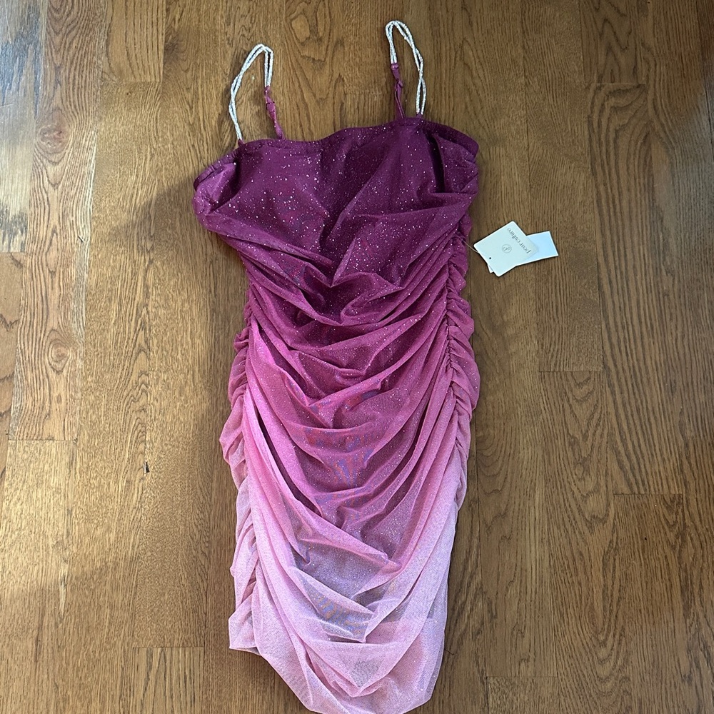 Pear Culture Elegant Ombré Burgundy Dress XL